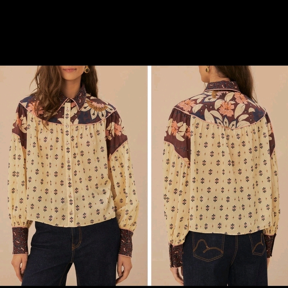 Farm Rio Ainika Chill Cotton Blouse, Size XS